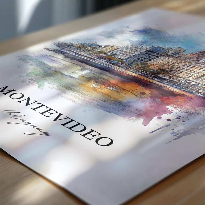 Montevideo Wall Art, Montevideo Print, Uruguay Watercolor Art, Montevideo Uruguay Gift, Travel Print, Travel Poster, Housewarming Gift