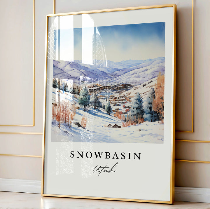 Snowbasin UT wall art - Utah, Snowbasin poster print, Snowbasin Wedding gift, Birthday present, Custom Text, Perfect Gift