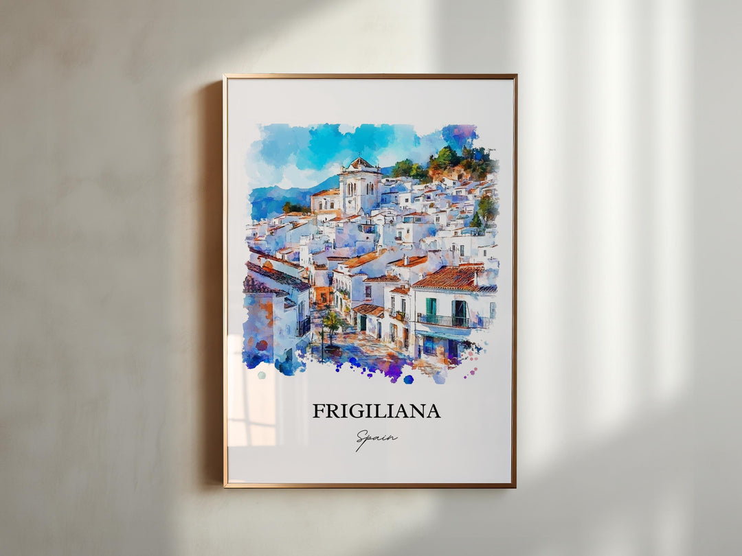 Frigiliana Wall Art, Southern Spain Print, Spain Watercolor Art, Frigiliana Gift, Travel Print, Travel Poster, Housewarming Gift