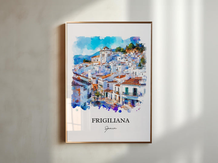 Frigiliana Wall Art, Southern Spain Print, Spain Watercolor Art, Frigiliana Gift, Travel Print, Travel Poster, Housewarming Gift