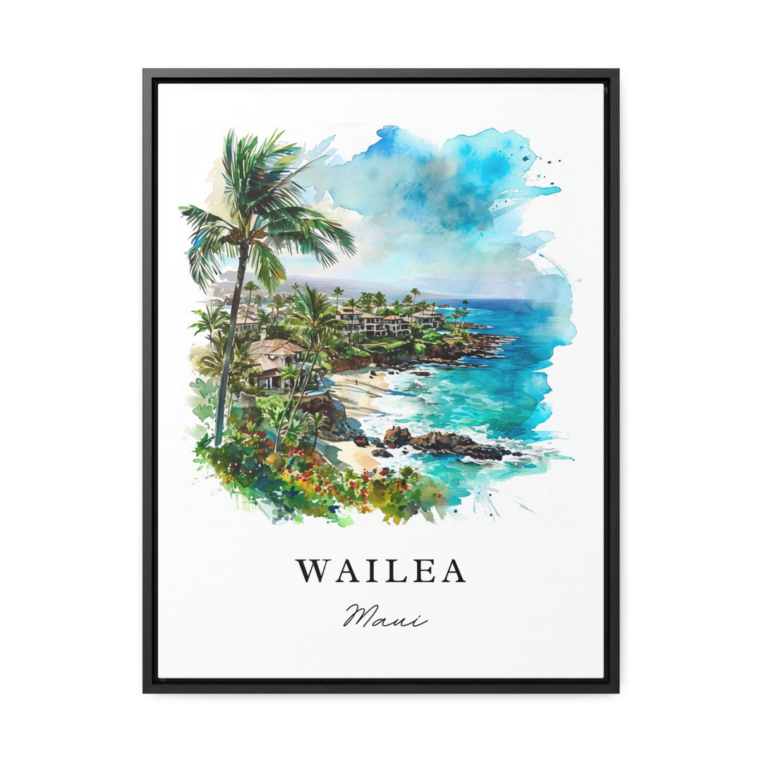 Wailea traditional travel art - Maui Hawaii, Wailea print, Wedding gift, Birthday present, Custom Text, Perfect Gift