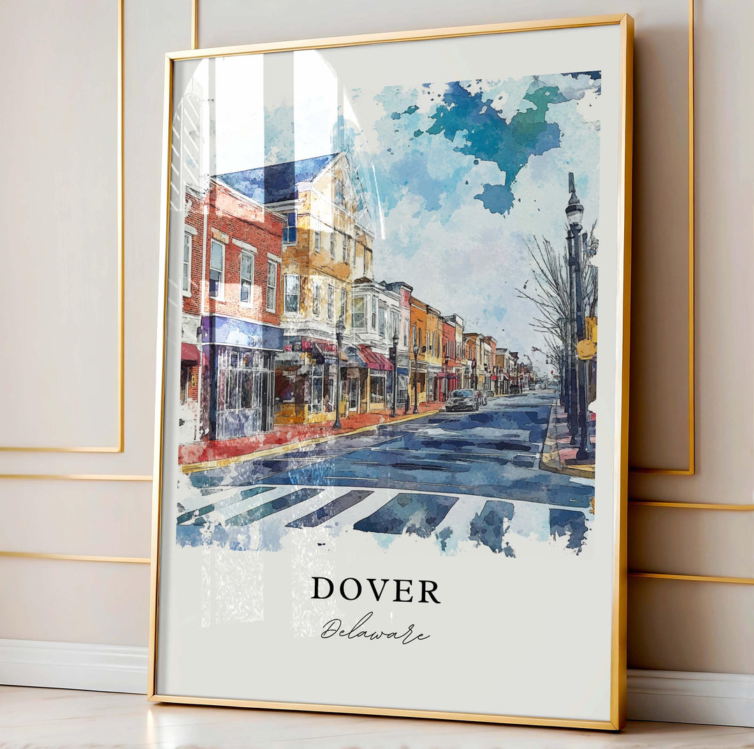 Dover DE Wall Art, Dover Delaware Print, Dover Delaware Watercolor Art, Dover Delaware Gift, Travel Poster, Housewarming Gift