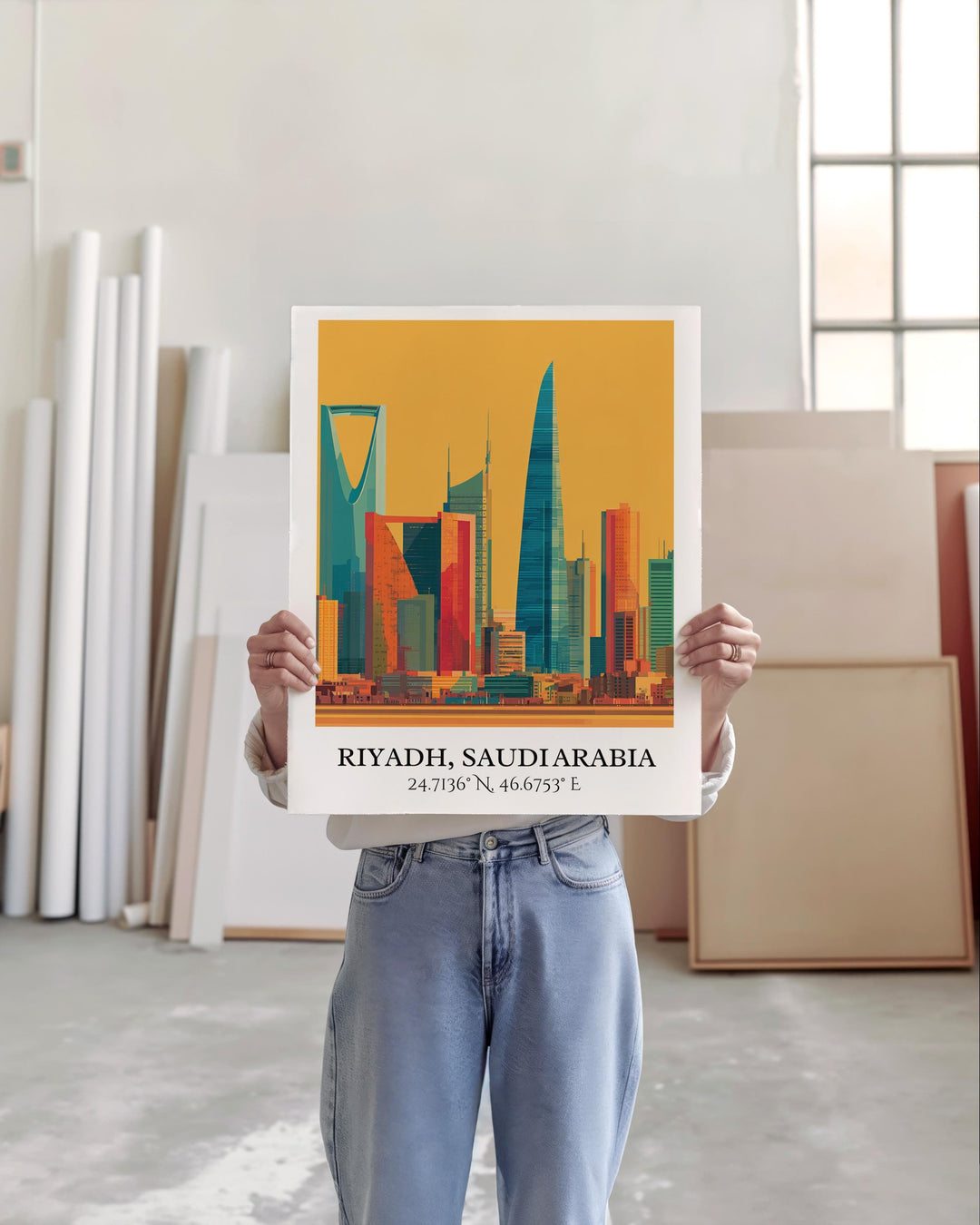 Riyadh Wall Art, Riyadh Retro Travel Art, Riyadh Home Decor, Riyadh Skyline Gift, Saudi Arabia Travel Art, Travel Prints, Housewarming Gift