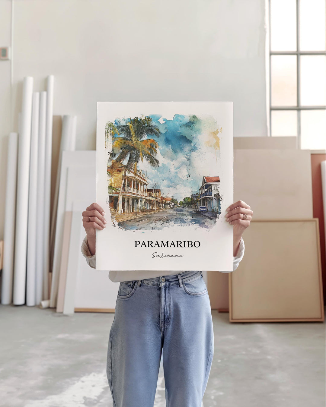 Paramaribo Wall Art, Suriname Print, Suriname Watercolor Art, Paramaribo Gift, Travel Print, Travel Poster, Housewarming Gift