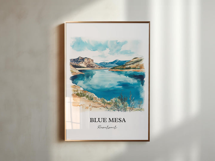 Blue Mesa Reservoir Art, Gunnison Print, Colorado Watercolor Art, Blue Mesa Reservoir Gift, Travel Print, Travel Poster, Housewarming Gift