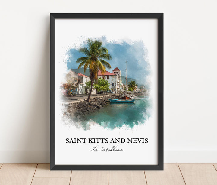 St. Kitts and Nevis Art, Saint Kitts Print, Nevis Watercolor Art, St. Kitts and Nevis Gift, Travel Print, Travel Poster, Housewarming Gift