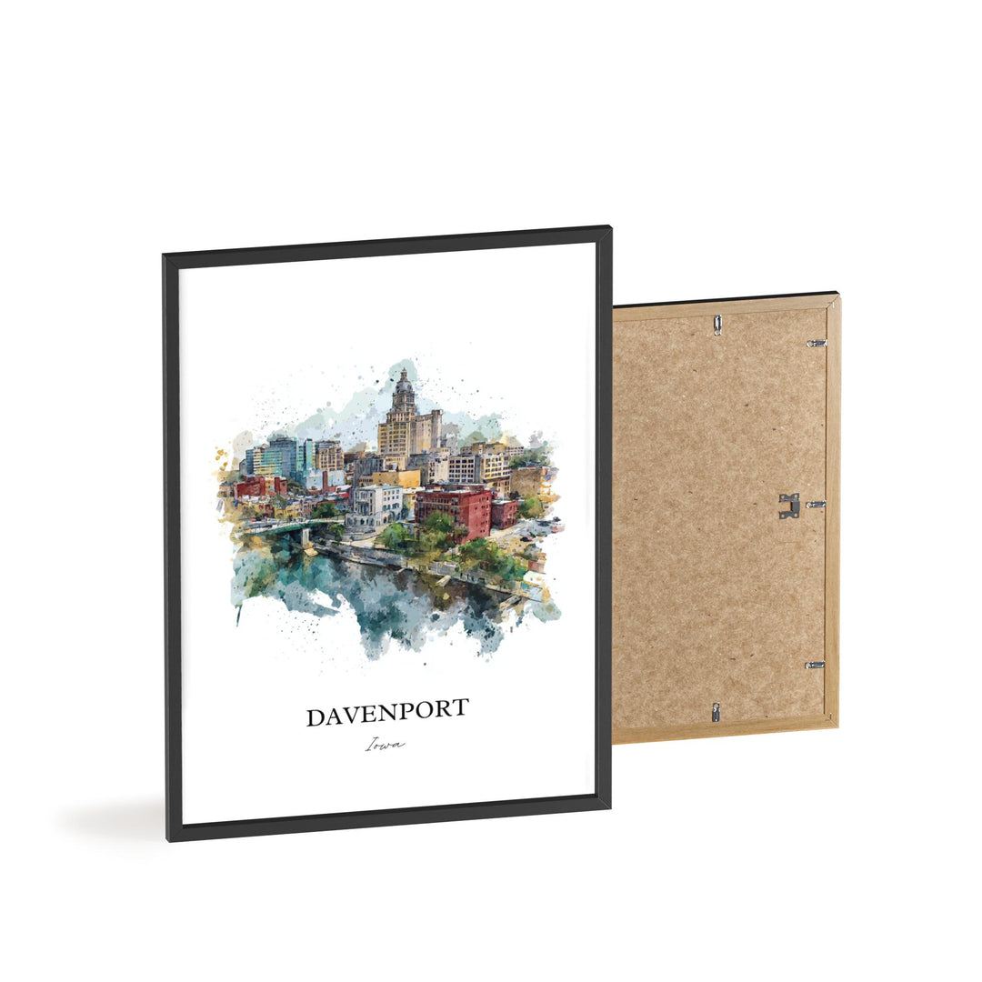 Davenport, Iowa Wall Art, Davenport Print, Iowa Watercolor Art, Davenport Iowa Gift, Travel Print, Travel Poster, Housewarming Gift