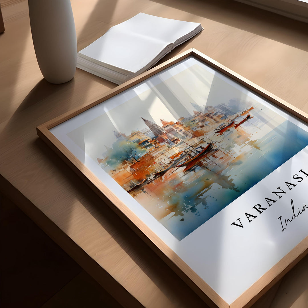 Varanasi India wall art - India, Varanasi poster, Varanasi Wedding gift, Varanasi Birthday present, Custom Text, Personalised Gift