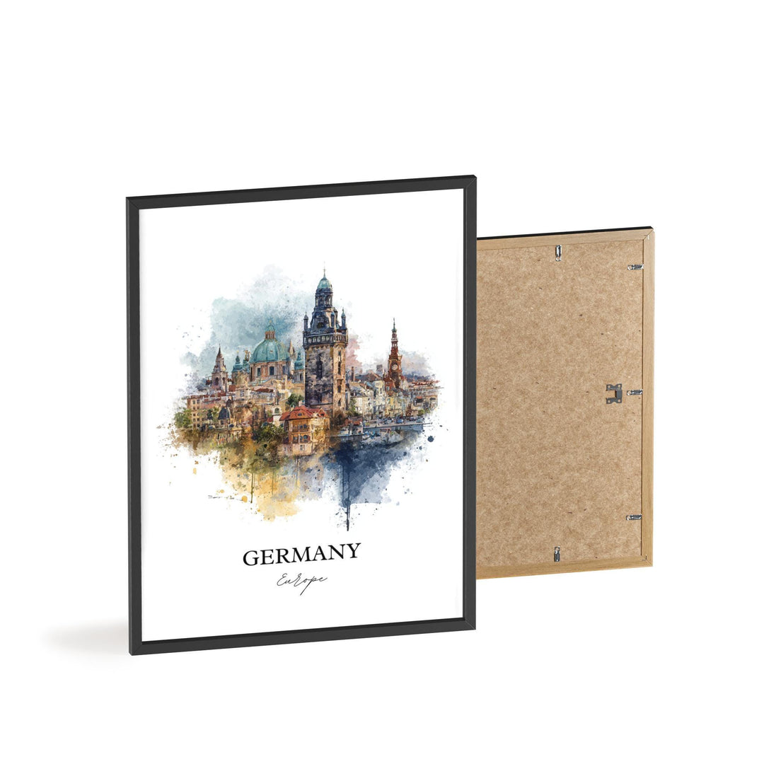 Germany Wall Art, Germany Country Print, Germany Watercolor Art, Germany Gift, Travel Print, Travel Poster, Housewarming Gift