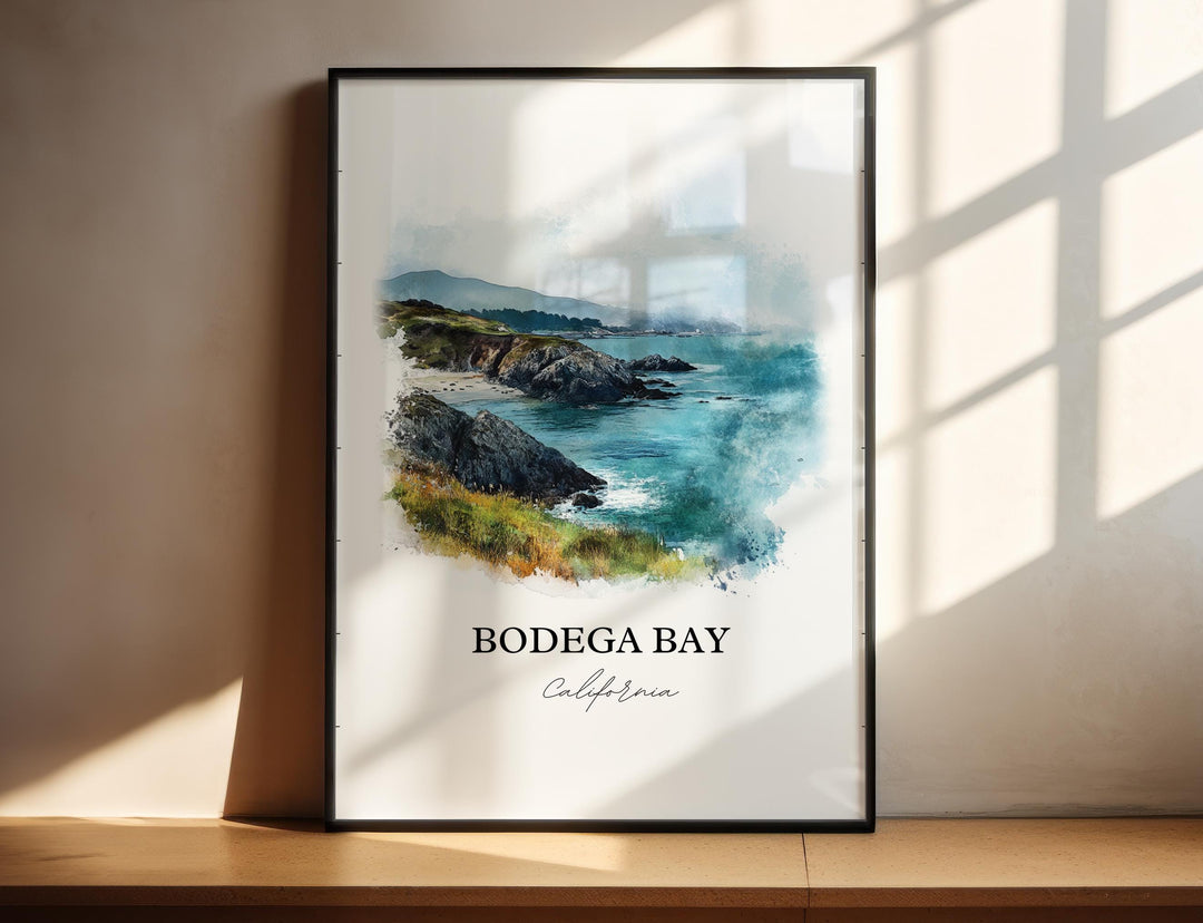 Bodega Bay Wall Art, Sonoma County Print, Bodega Bay Watercolor Art, Bodega Bay Gift, Travel Print, Travel Poster, Housewarming Gift
