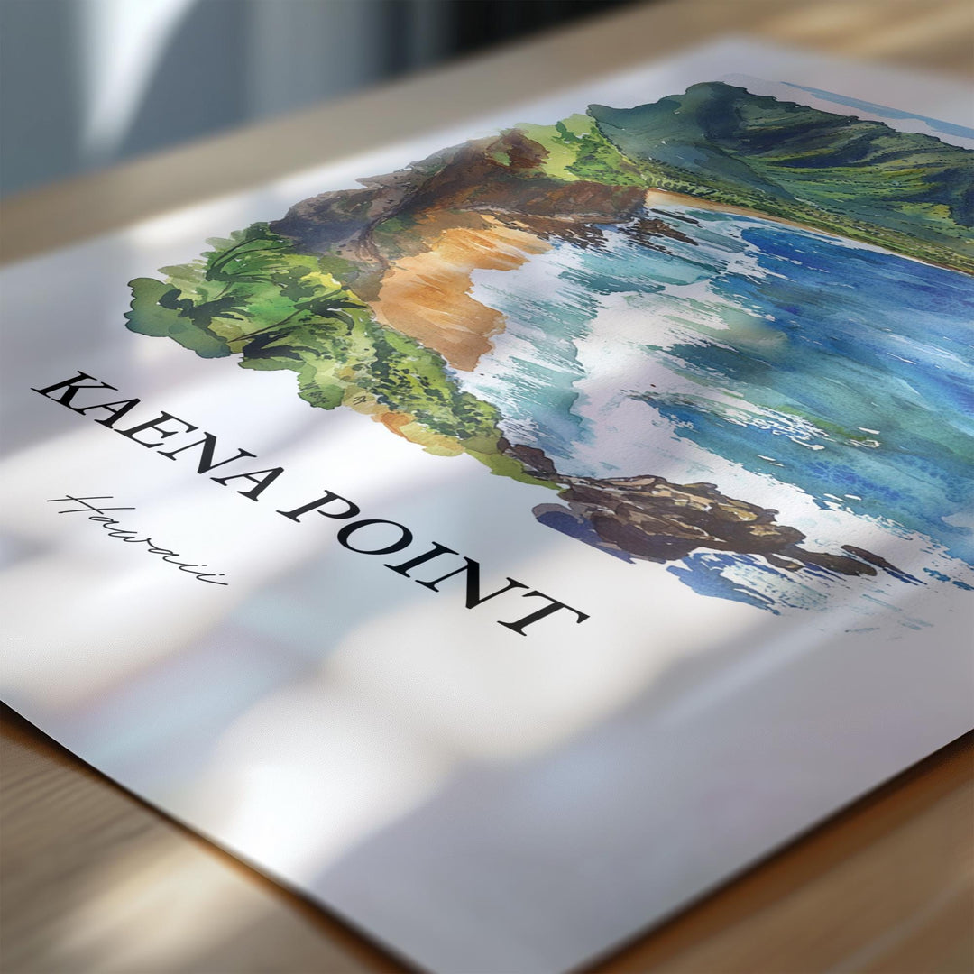 Kaena Point HI Wall Art, Oahu Print, Honolulu Watercolor Art, Kaena Point Gift, Travel Print, Travel Poster, Housewarming Gift