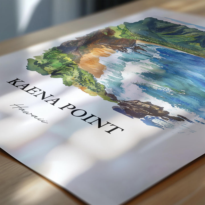 Kaena Point HI Wall Art, Oahu Print, Honolulu Watercolor Art, Kaena Point Gift, Travel Print, Travel Poster, Housewarming Gift