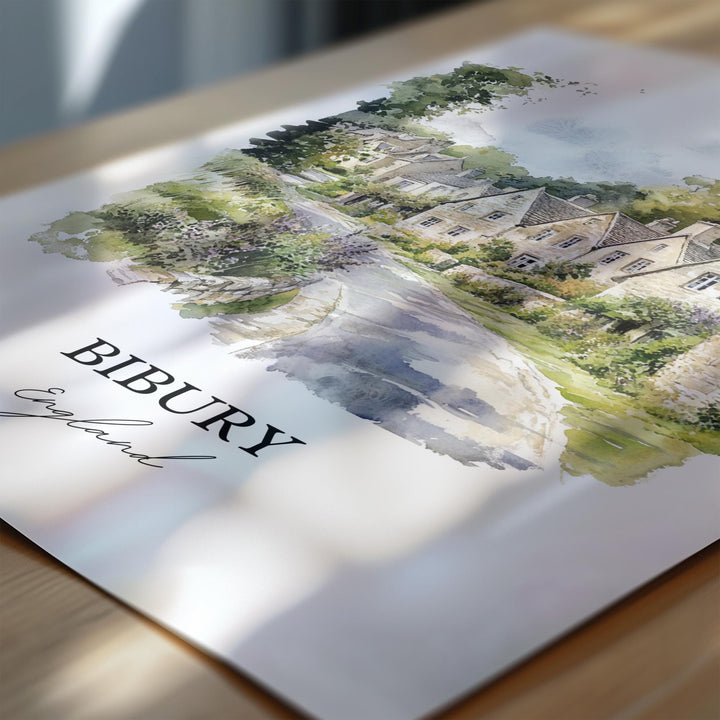Bibury England Wall Art, Bibury Print, Gloucestershire Watercolor Art, Cotswolds Gift, Travel Print, Travel Poster, Housewarming Gift