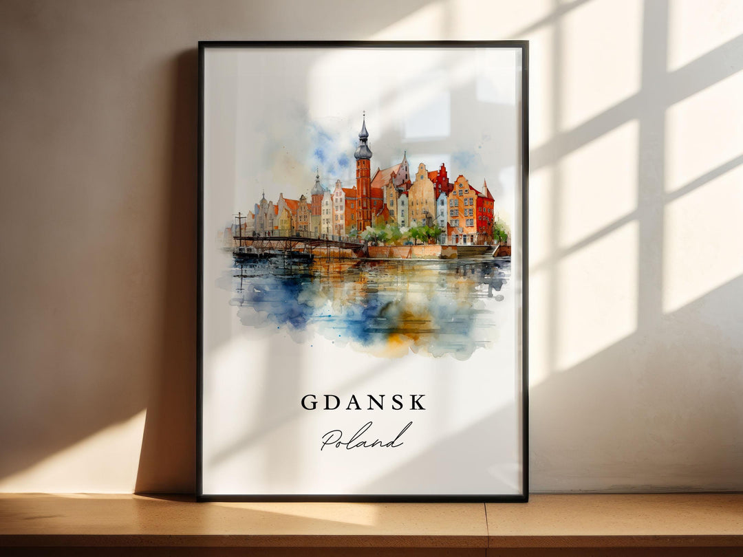 Gdansk Wall Art, Gdansk Poland Print, Gdansk Watercolor Art, Gdansk Poland Gift,