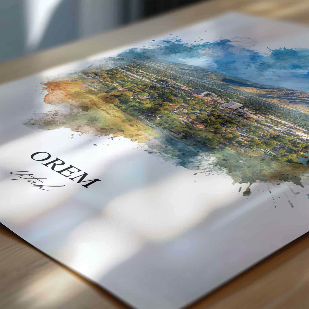 Orem Utah Wall Art, Orem Print, Orem Utah Watercolor Art, Provo Utah Gift, Travel Print, Travel Poster, Housewarming Gift