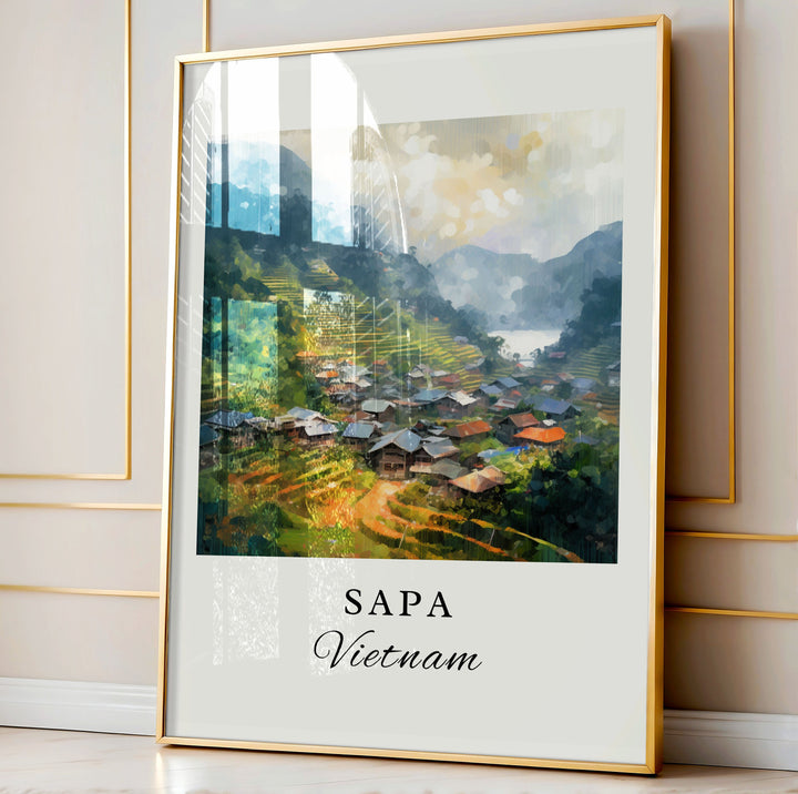 Sapa Vietnam wall art - Vietnam, Sapa poster, Sapa Wedding gift, Birthday present, Custom Text, Personalised Gift