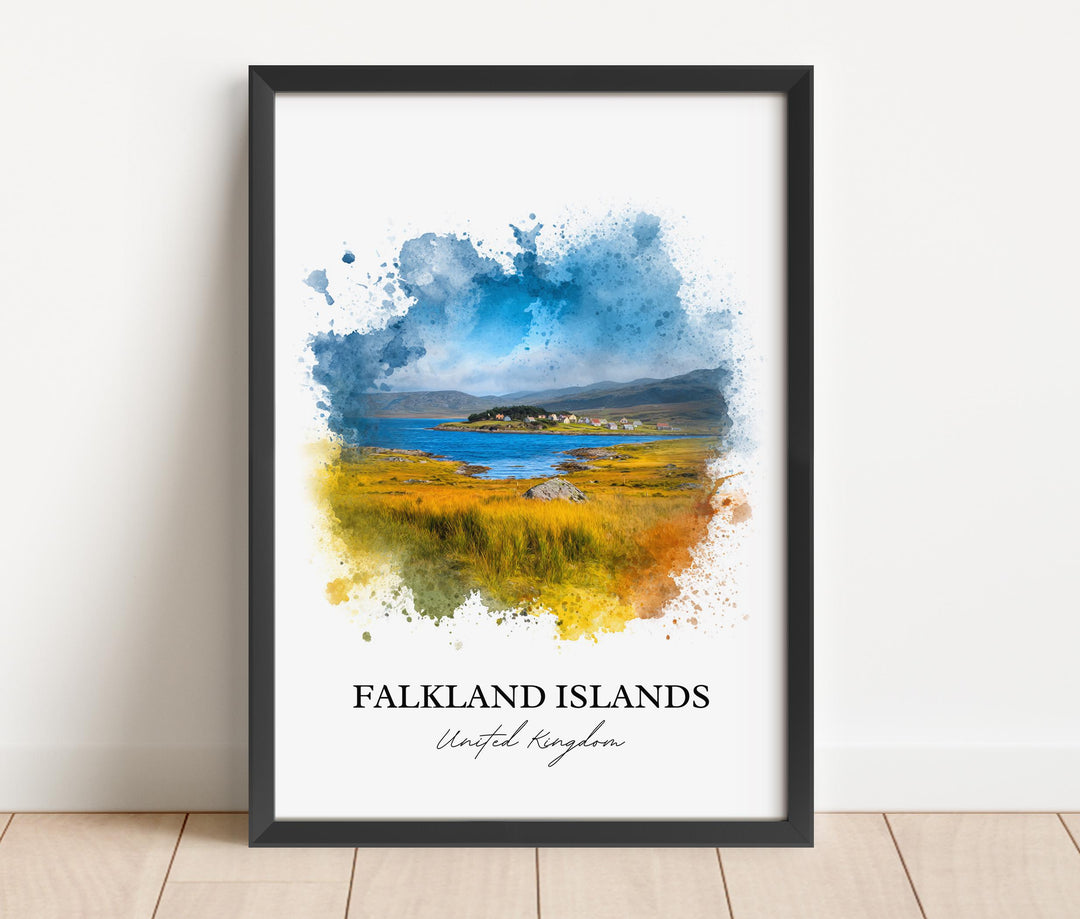 Falkland Islands Art, Islas Malvinas Print, UK Artwork, Falkland Islands Gift, Falkland Travel Print, Travel Poster, Housewarming Gift