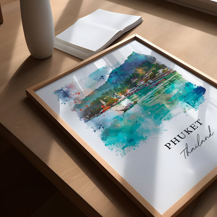 Phuket Thailand Wall Art, Phuket Print, Phuket Watercolor Art, Phuket Thailand Gift,