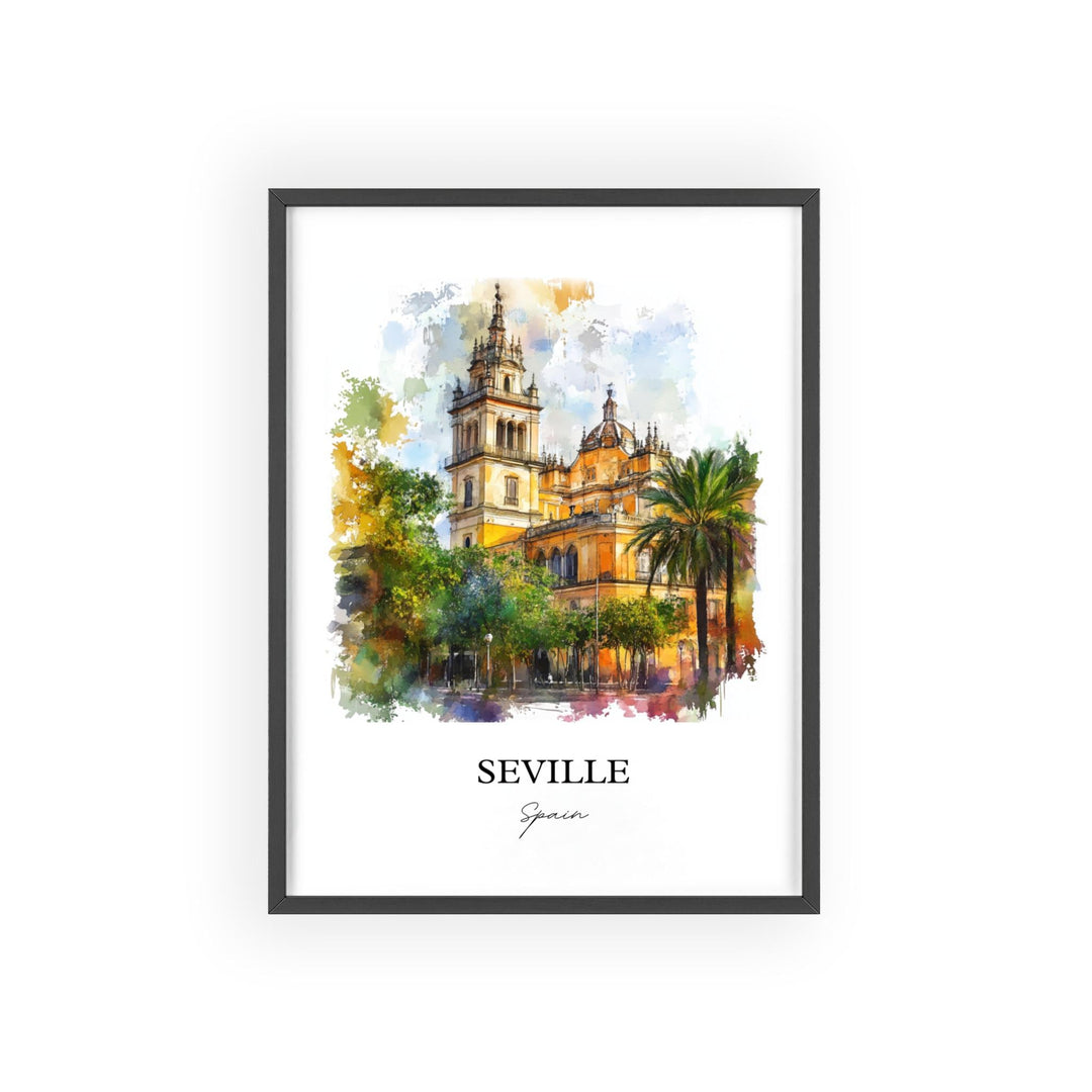 Seville Spain Wall Art, Seville Spain Print, Spain Watercolor Art, Seville Gift, Travel Print, Travel Poster, Housewarming Gift