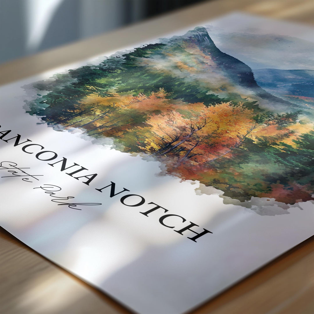 Franconia Notch State Park Art, Lincoln NH Print, New Hampshire Art, Franconia Notch Gift, Travel Print, Travel Poster, Housewarming Gift