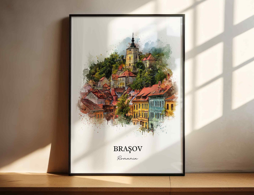 Brasov, Romania – Watercolor Art Print