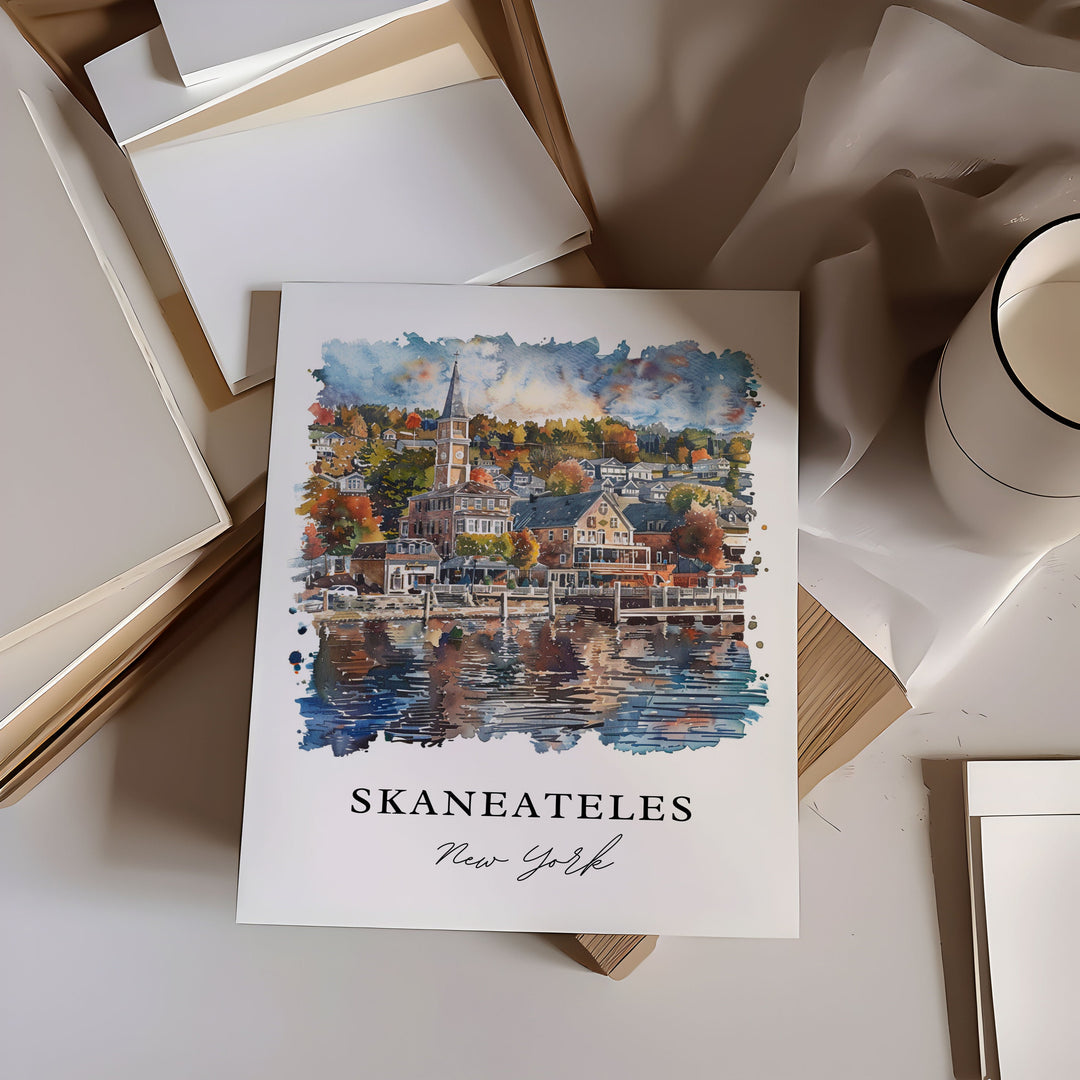 Skaneateles Wall Art, Onondaga County Print, Skaneateles NY Watercolor, Skaneateles NY Gift,