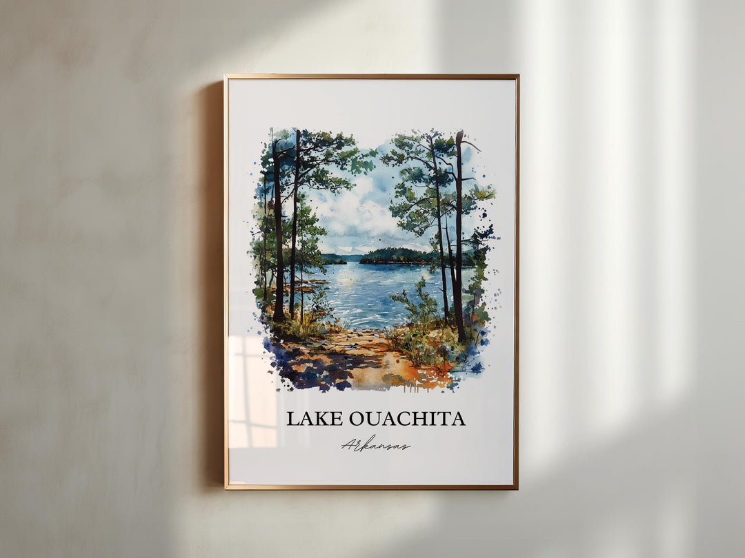 Lake Ouachita Wall Art, Arkansas Print, Arkansas Watercolor Art, Lake Ouachita Gift, Travel Print, Travel Poster, Housewarming Gift