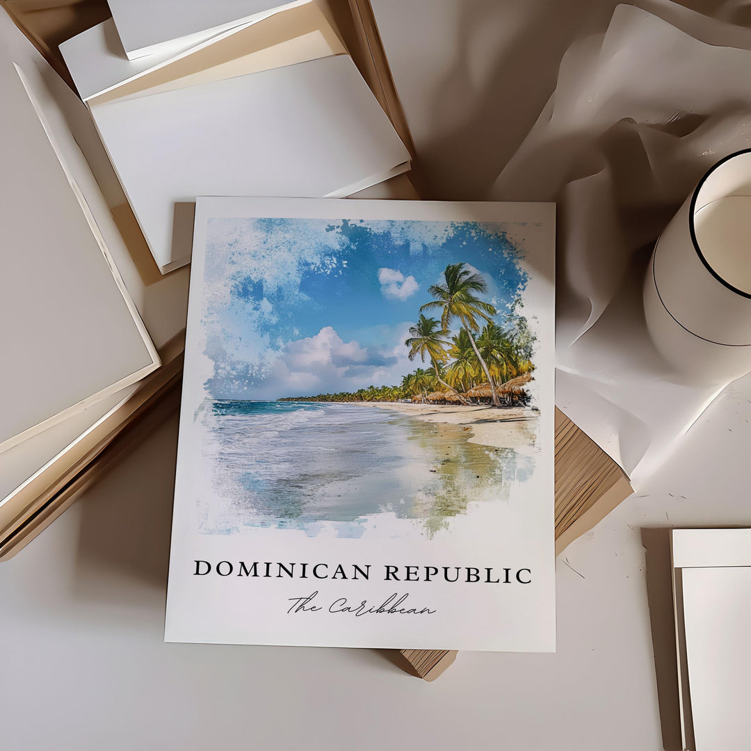 Dominican Republic Wall Art, Republica Dominica Print, DR Watercolor Art, Punta Cana Gift,