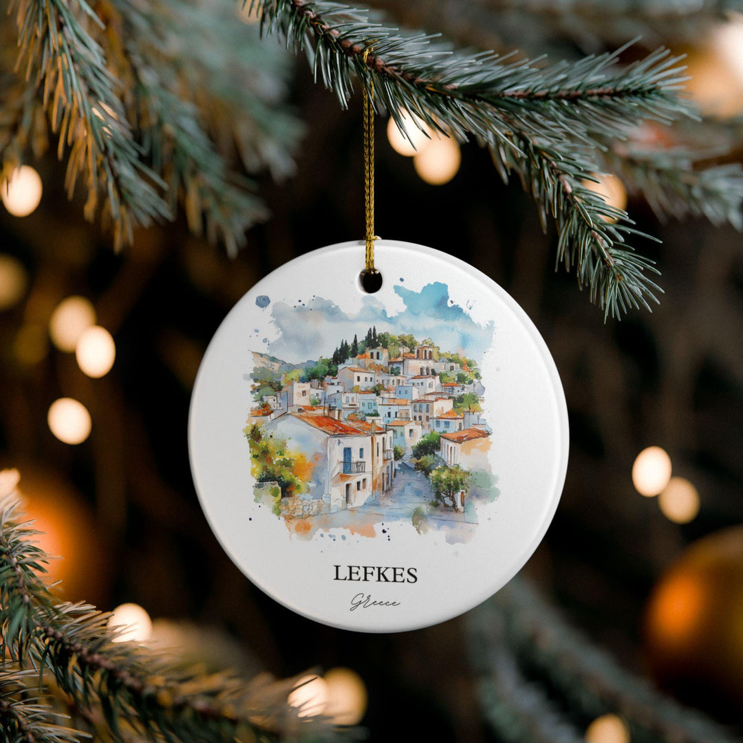 Lefkes Greece Ornament: Unique Lefkes Souvenir, Lefkes Xmas Decor, and Authentic Lefkes Greece Gift