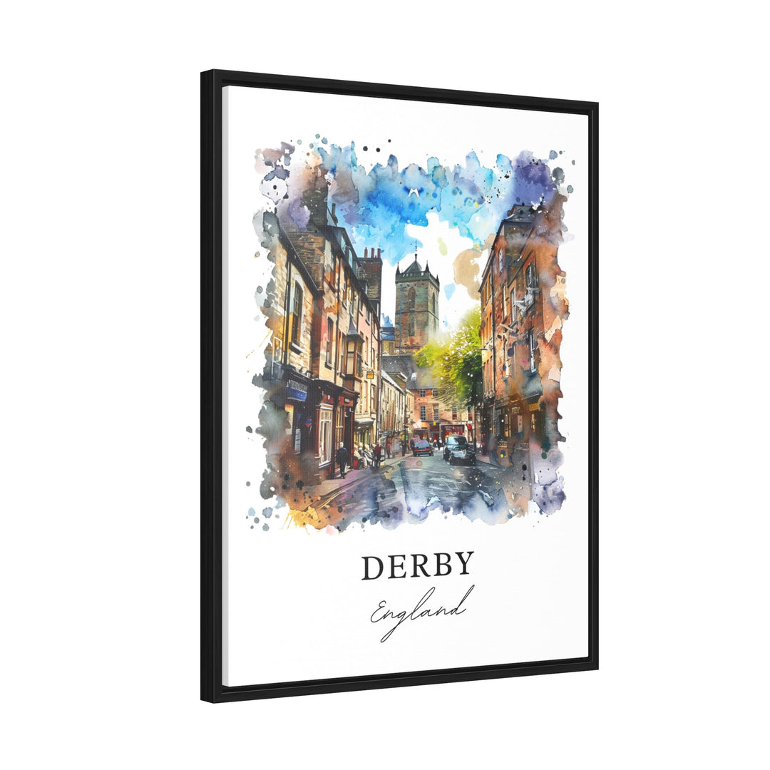 Derby England Wall Art, Derby Print, Derbyshire UK Watercolor, Derby Gift, Travel Poster, Housewarming Gift