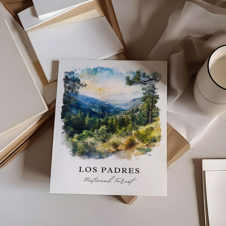 Los Padres National Forest Art, Solvang CA Print, Santa Barbara Watercolor, Los Padres Gift,
