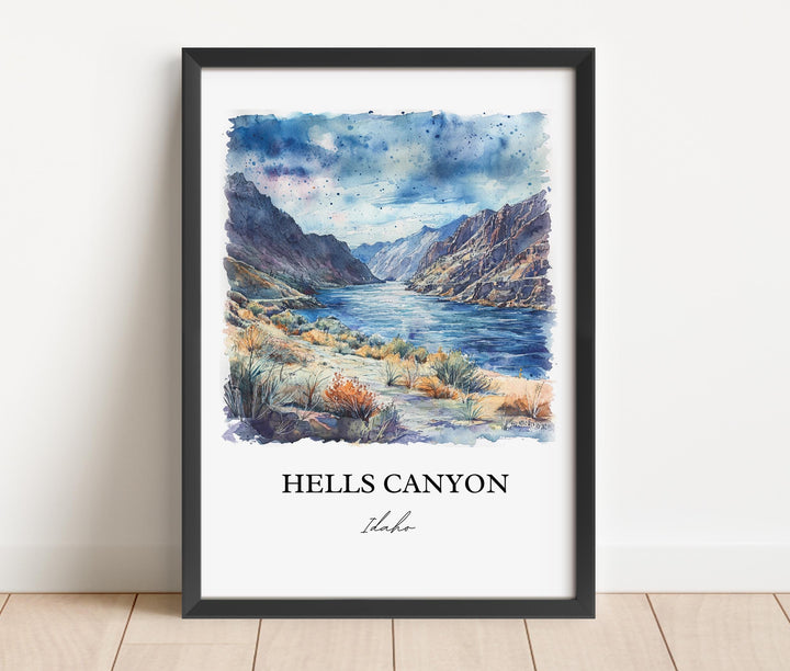 Hells Canyon Wall Art, Wallowa County OR Print, Idaho Watercolor Art, Hells Canyon Gift, Travel Print, Travel Poster, Housewarming Gift