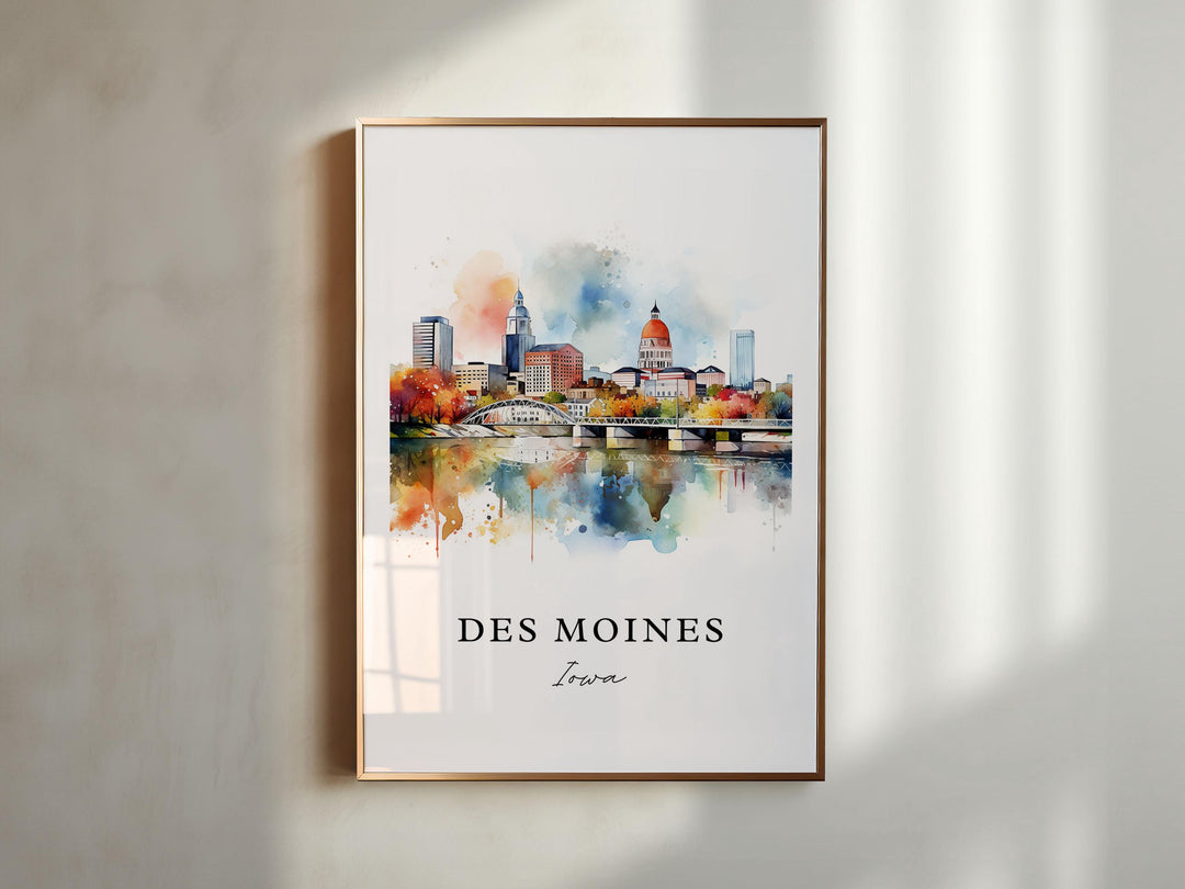 Des Moines Iowa wall art - Iowa, Des Moines poster, Des Moines Wedding gift, Birthday present, Custom Text, Personalized Gift