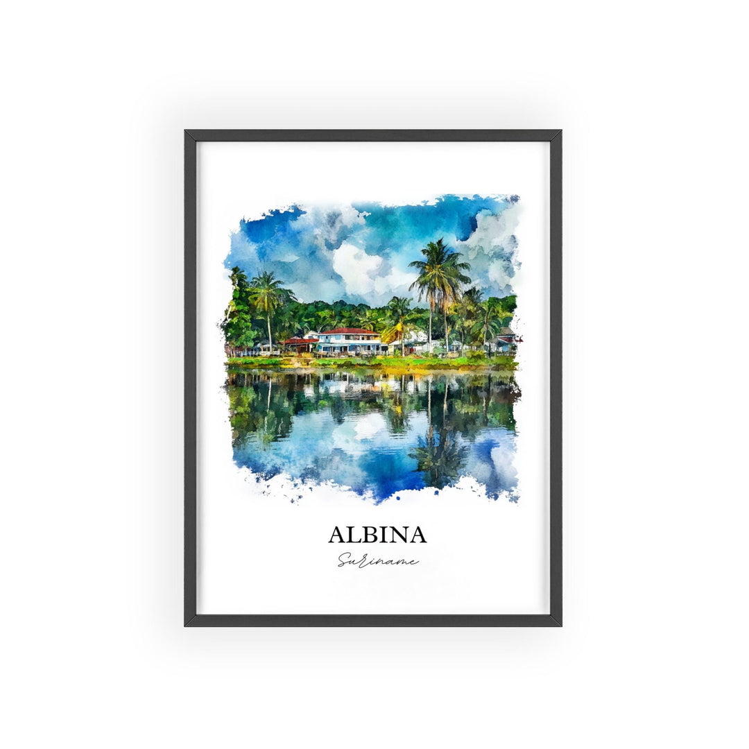 Albina Suriname Wall Art, Marowijne Print, Suriname Watercolor Art, Albina Suriname Gift, Travel Print, Travel Poster, Housewarming Gift