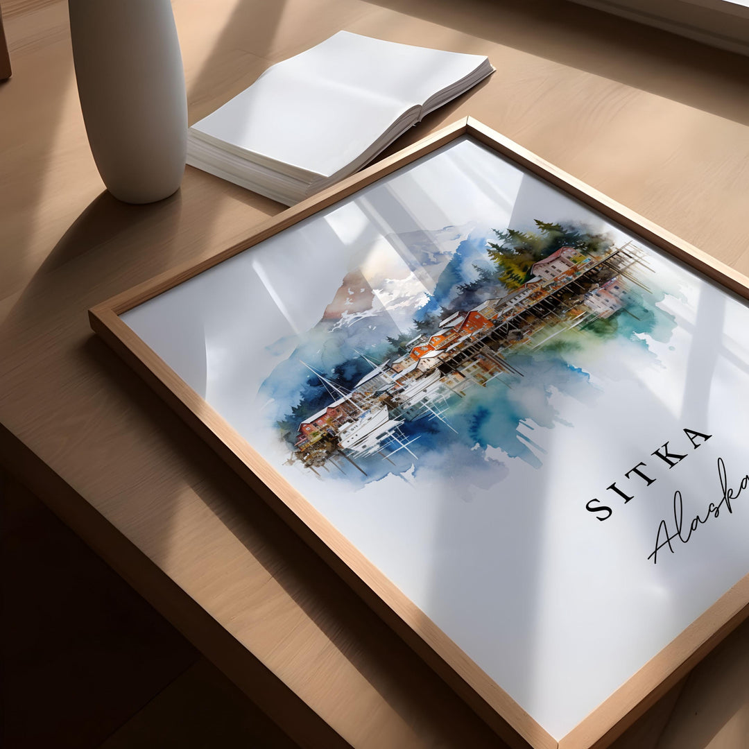 Sitka Alaska wall art - Alaska, Sitka poster print, Sitka AK Wedding gift, Juneau Alaska present, Custom Text, Perfect Gift