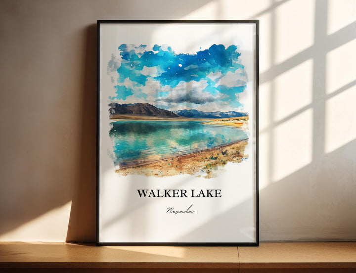 Walker Lake NV Wall Art, Mineral County Print, Reno NV Watercolor Art, Walker Lake Gift, Travel Print, Travel Poster, Housewarming Gift