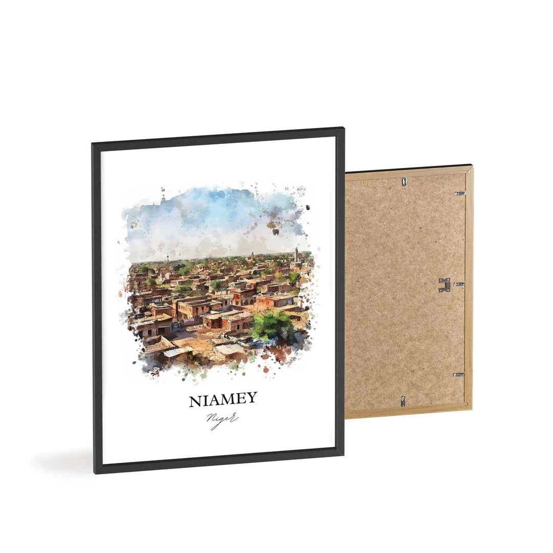 Niamey Wall Art, Niamey Niger Print, Niger Watercolor Art, Niger Africa Gift, Travel Print, Travel Poster, Housewarming Gift