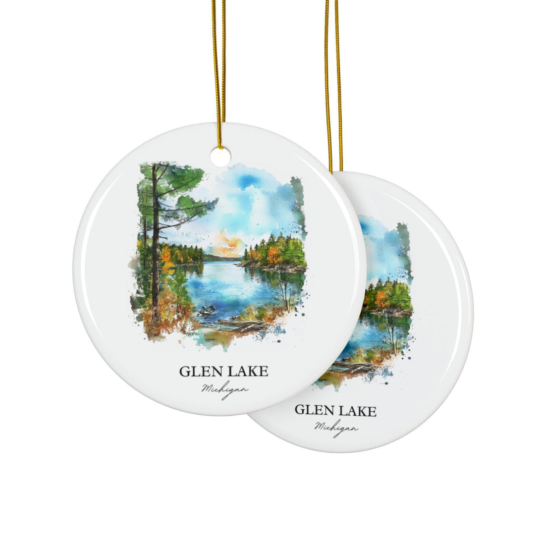 Glen Lake MI Ornament: Unique Glen Lake Michigan Souvenir, Glen Lake Xmas Decor, and Authentic Glen Lake Gift