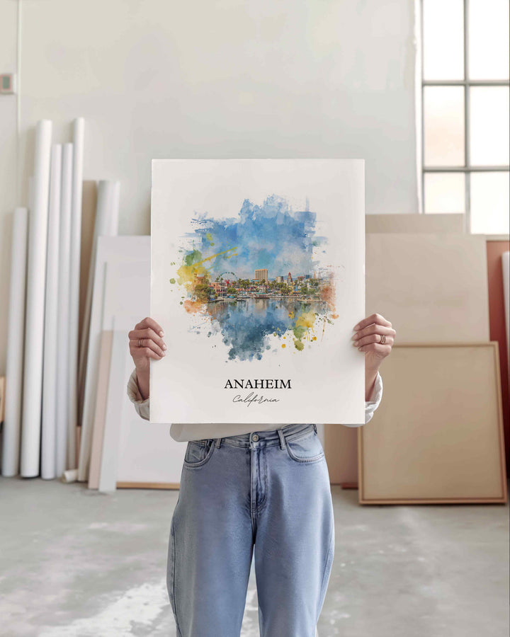 Anaheim CA Wall Art, Anaheim Print, Anaheim Watercolor Art, Anaheim California Gift, Travel Print, Travel Poster, Housewarming Gift