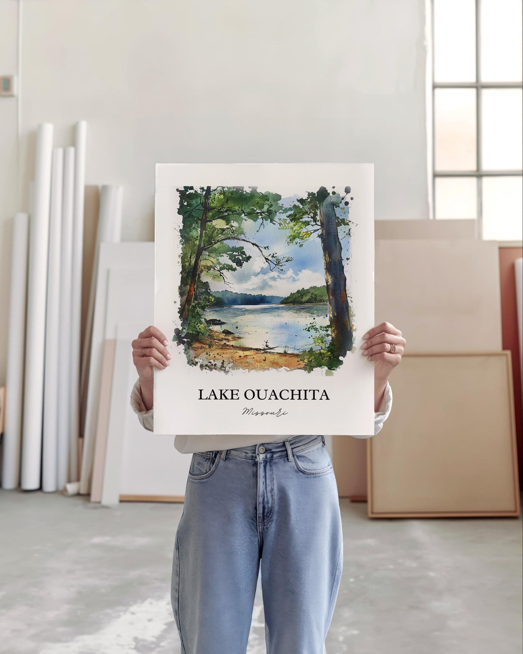 Lake Ouachita Wall Art, Arkansas Print, Arkansas Watercolor Art, Lake Ouachita Gift, Travel Print, Travel Poster, Housewarming Gift