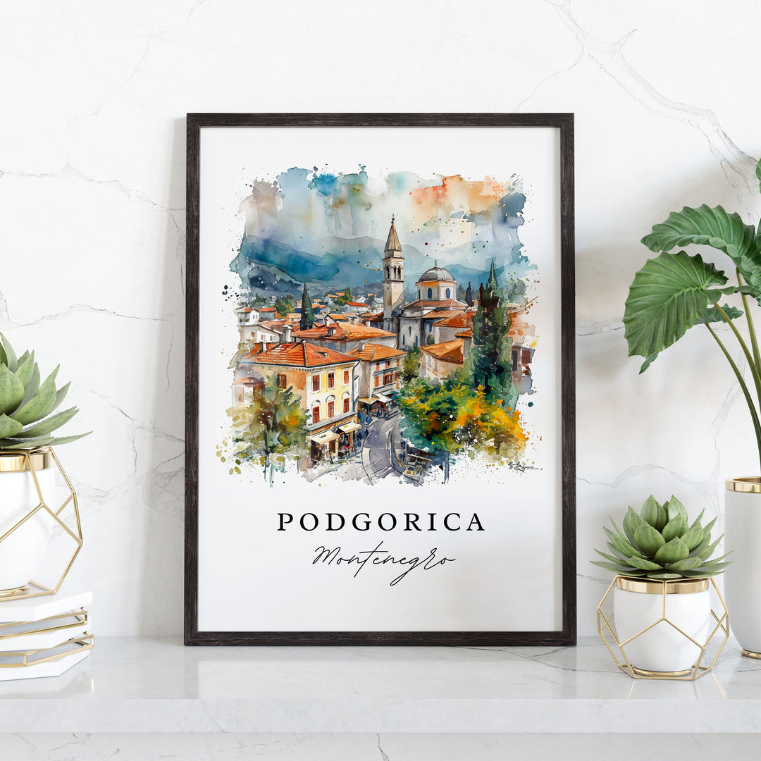 Podgorica wall art - Montenegro, Podgorica print, Podgorica Wedding gift, Birthday present, Custom Text, Perfect Gift