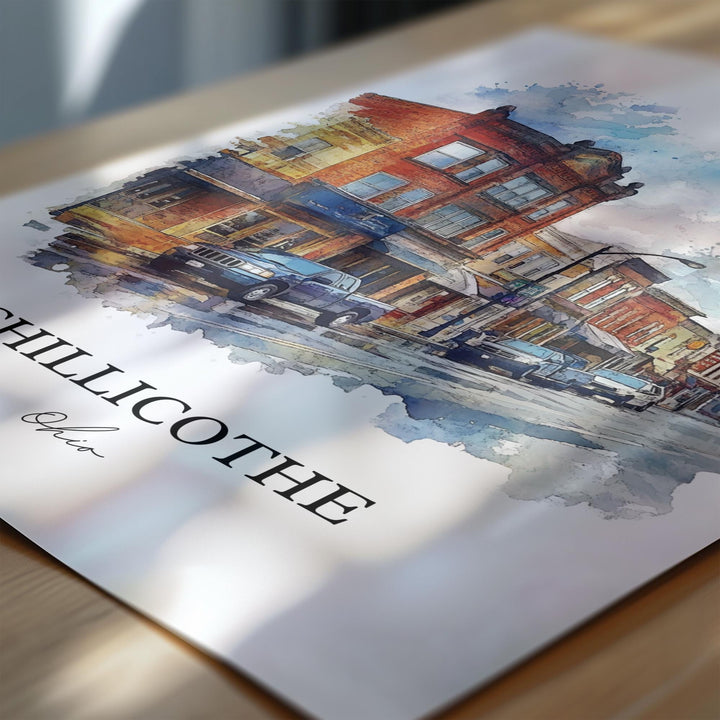 Chillicothe OH Wall Art, Ross County Print, Ohio Watercolor Art, Chillicothe Gift, Travel Print, Travel Poster, Housewarming Gift