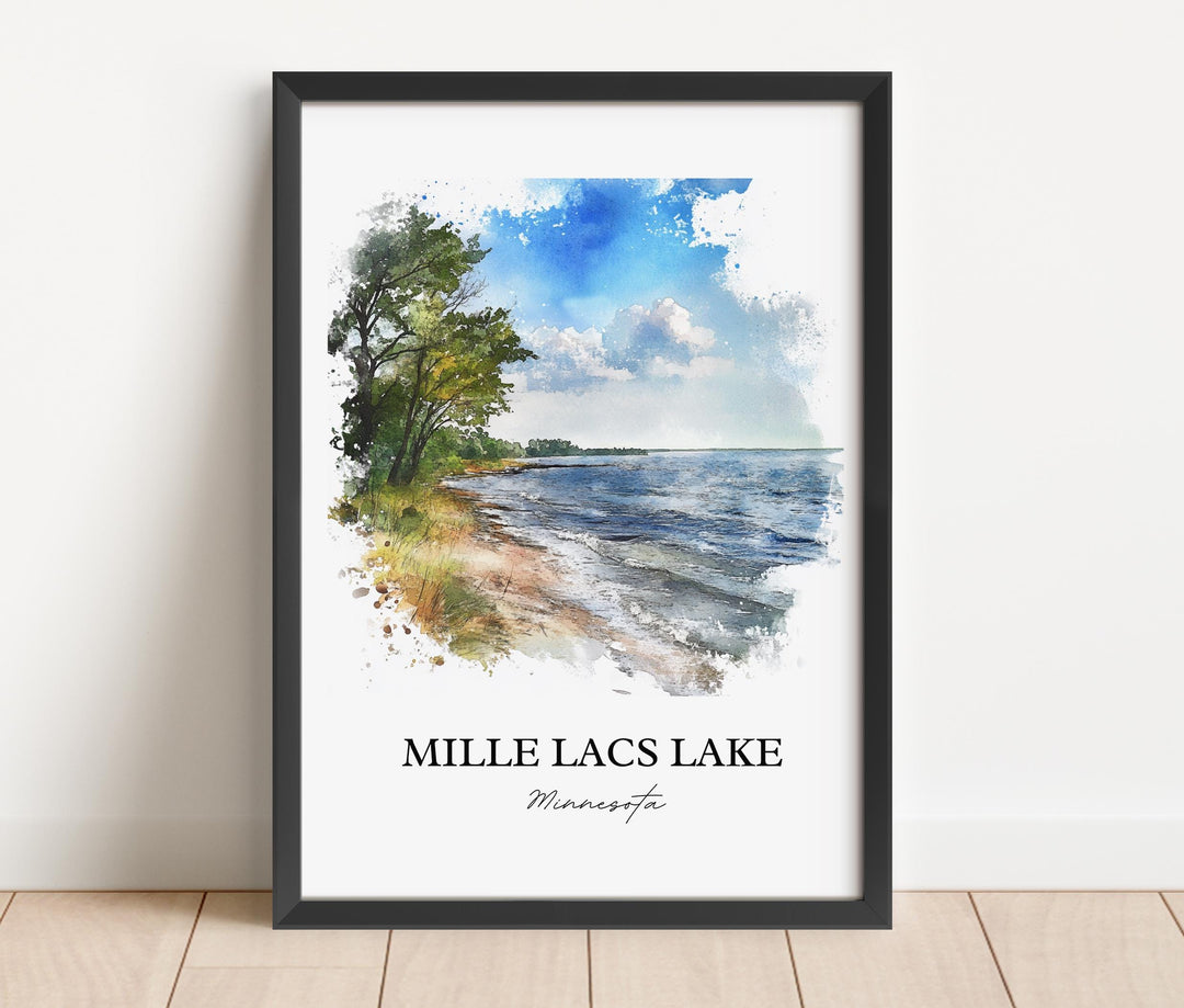 Mille Lacs Lake Wall Art, Onamia Print, Minnesota Watercolor Art, Mille Lacs Lake Gift, Travel Print, Travel Poster, Housewarming Gift