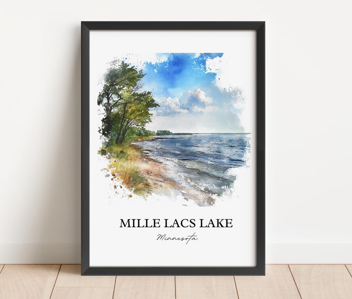 Mille Lacs Lake Wall Art, Onamia Print, Minnesota Watercolor Art, Mille Lacs Lake Gift, Travel Print, Travel Poster, Housewarming Gift