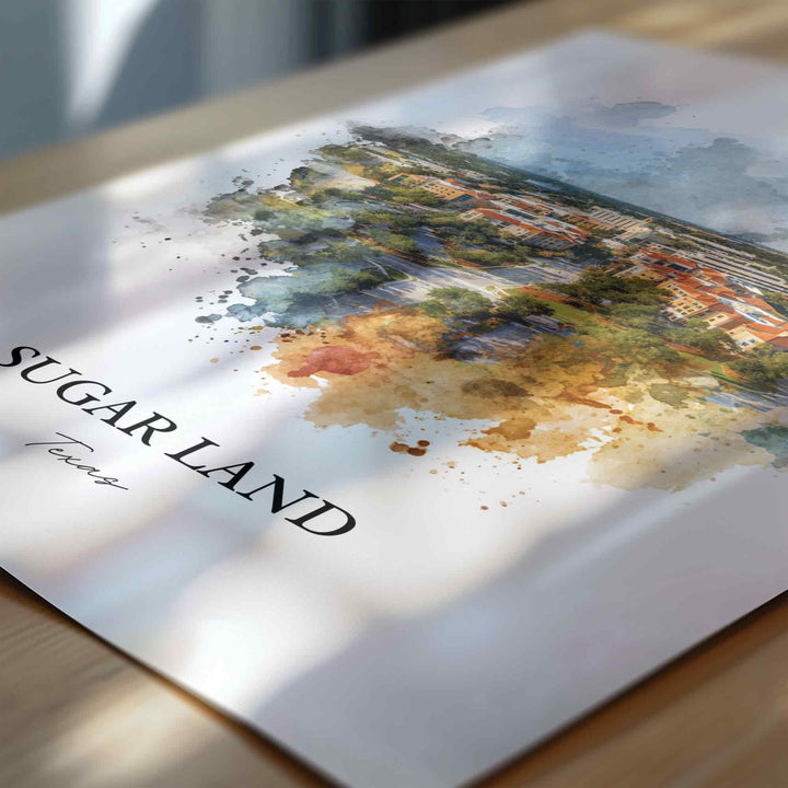 Sugar Land, Texas – Watercolor Art Print