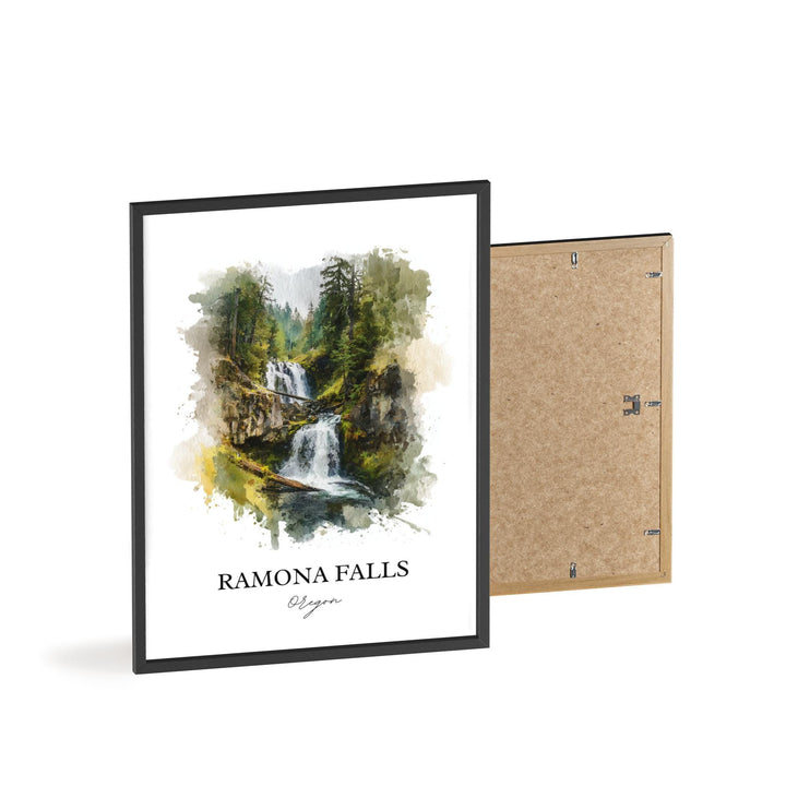 Ramona Falls, Oregon, USA – Watercolor Art Print