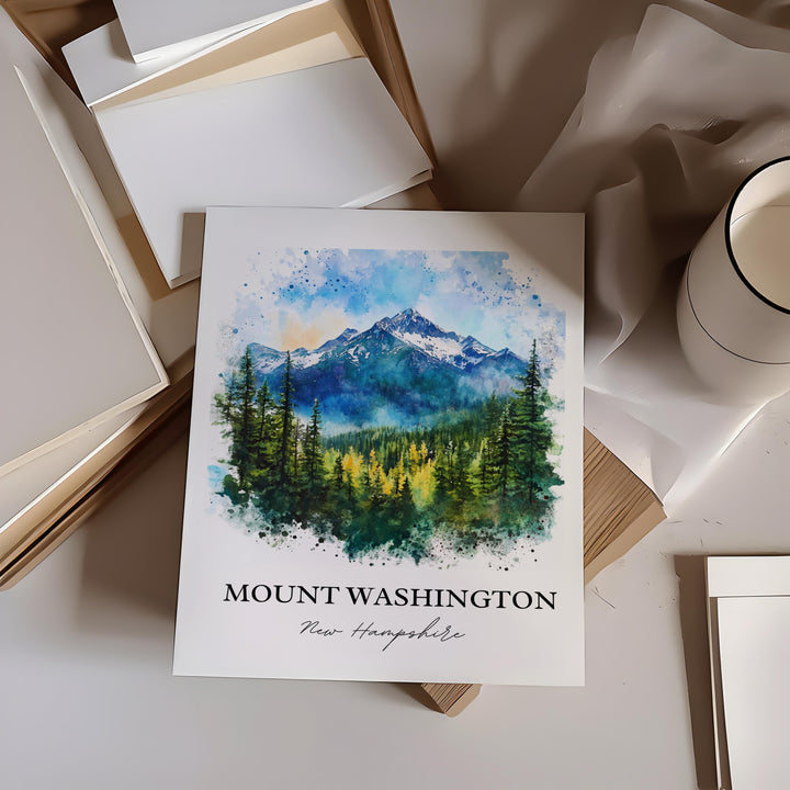 Mount Washington Wall Art, White Mountains Print, NH Watercolor Art, Mount Washington Gift, Travel Print, Travel Poster, Housewarming Gift