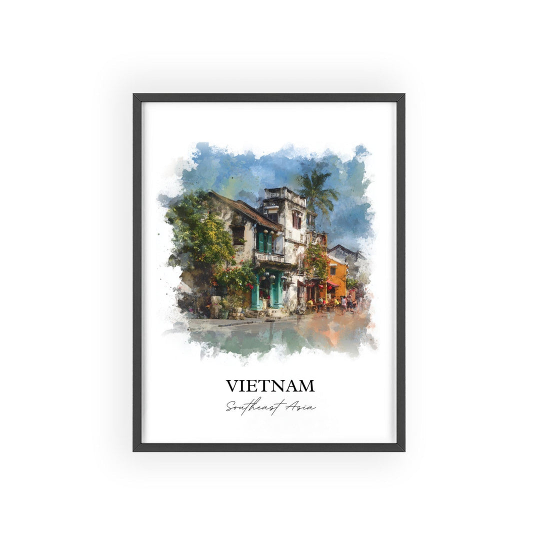 Vietnam Wall Art, Vietnam Print, Vietnam Watercolor Art, Vietnam Country Gift, Travel Print, Travel Poster, Housewarming Gift