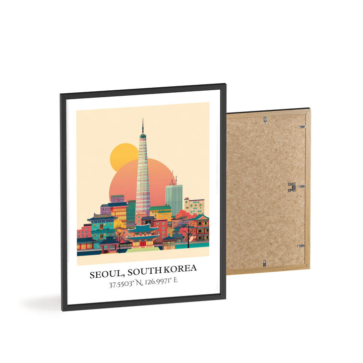 Seoul Art, Seoul Retro Travel Art, Seoul Home Decor, Seoul SK Gift, South Korea Travel Art, Travel Prints, Housewarming Gift