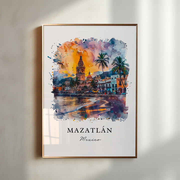 Mazatlan Mexico Wall Art, Mazatlan Print, Mazatlan Watercolor, Mazatlan Mexico Gift,